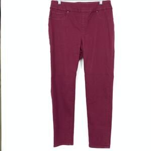 Chicos Pull On Jegging Jeans Womens Size 2 US 12 Maroon Wine Colored Denim